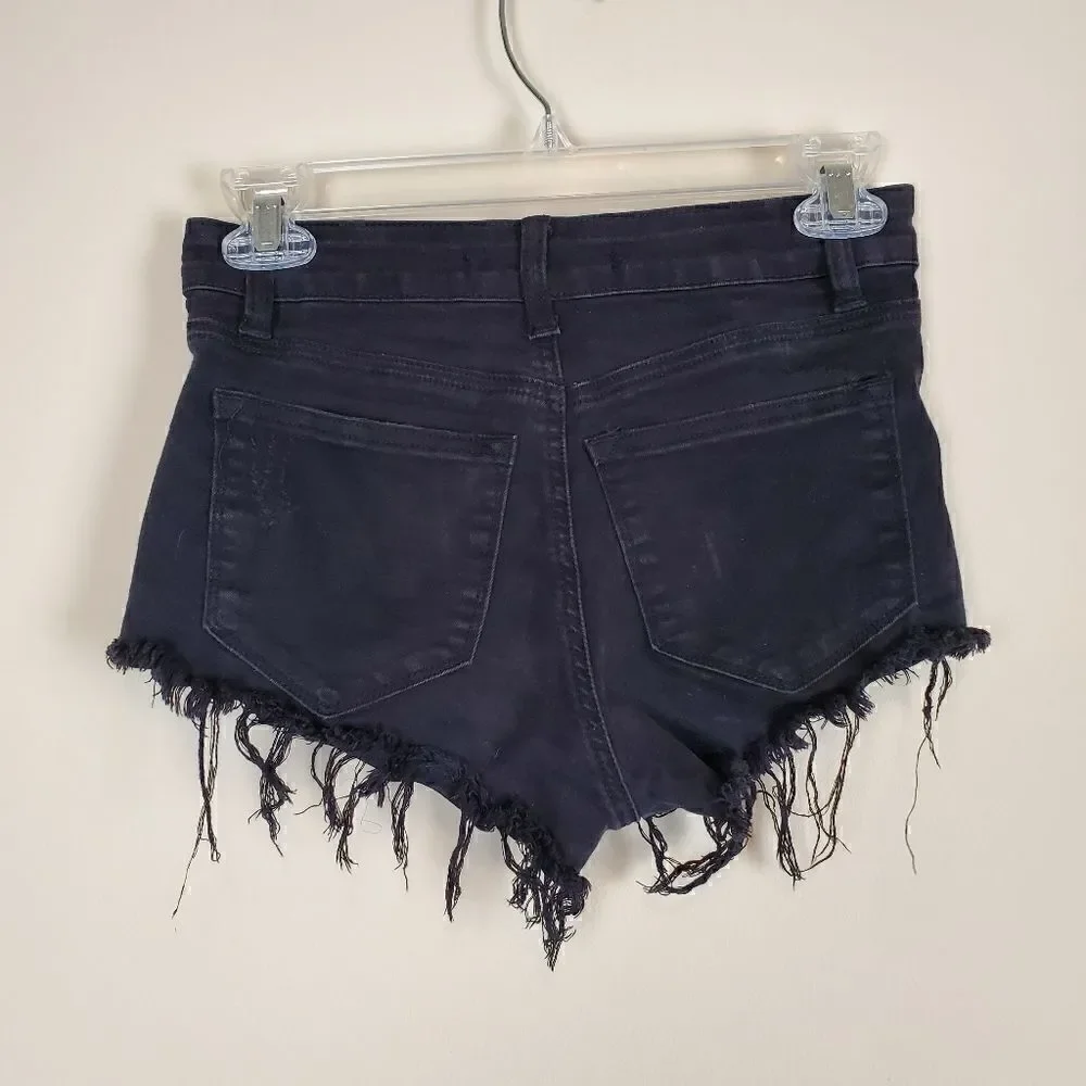 Kancan Black Ripped Distressed Jean Shorts Size 24